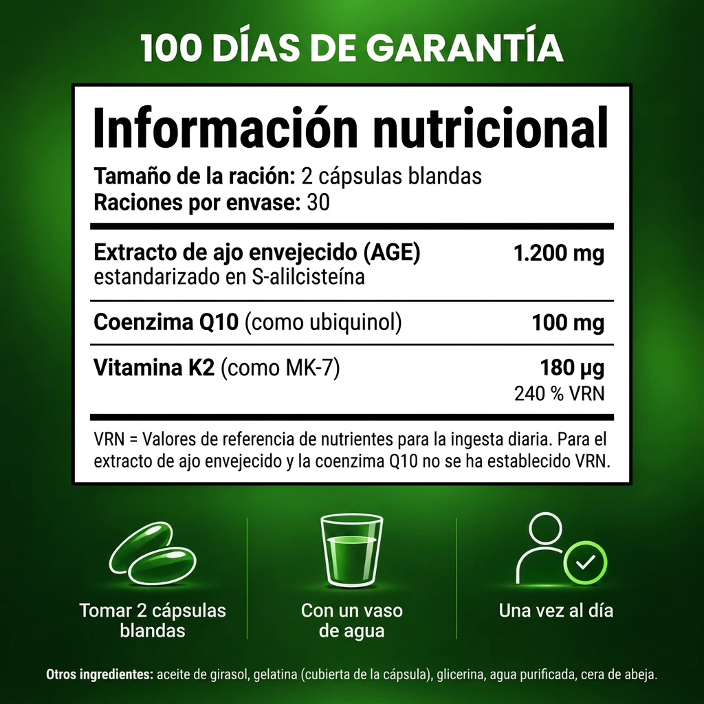 Vasora – Extracto de ajo envejecido 24 meses con CoQ10 y vitamina K2