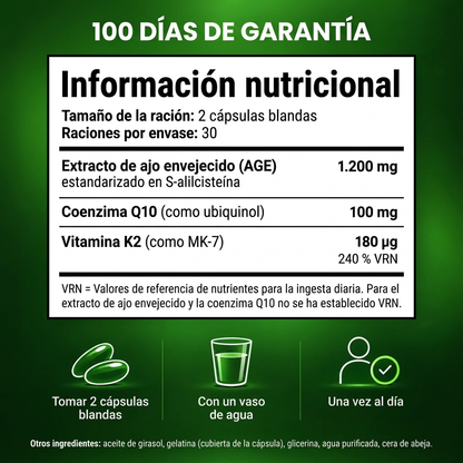 Vasora – Extracto de ajo envejecido 24 meses con CoQ10 y vitamina K2