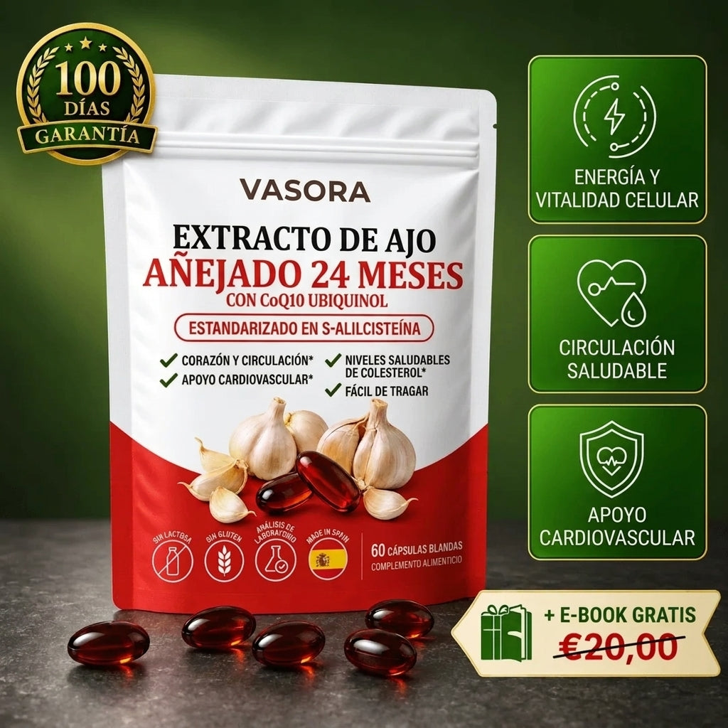Vasora – Extracto de ajo envejecido 24 meses con CoQ10 y vitamina K2