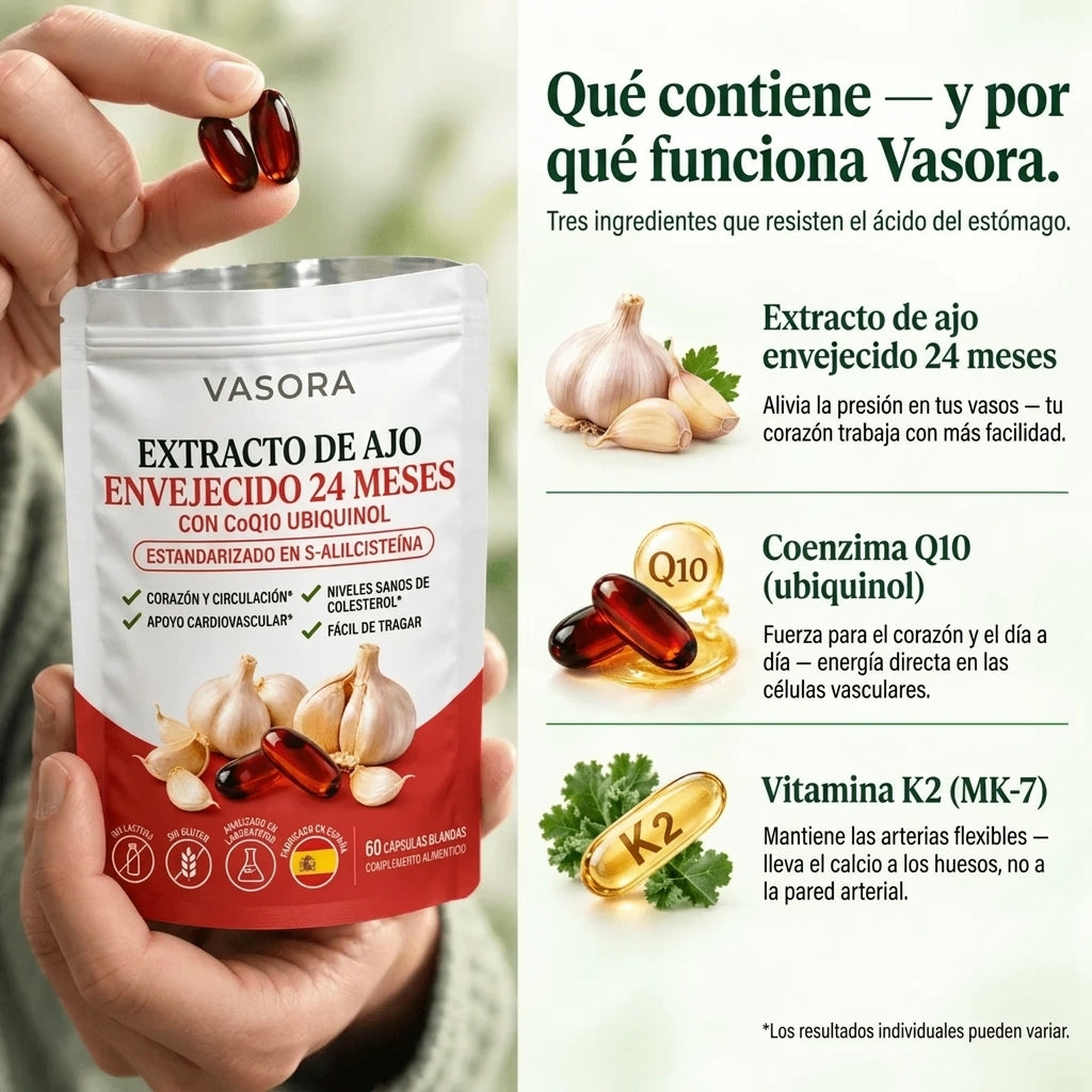 Vasora – Extracto de ajo envejecido 24 meses con CoQ10 y vitamina K2