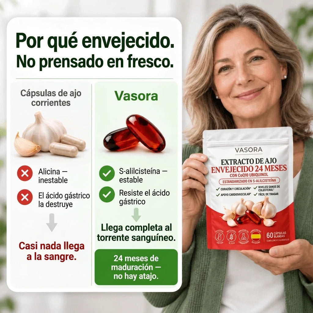 Vasora – Extracto de ajo envejecido 24 meses con CoQ10 y vitamina K2