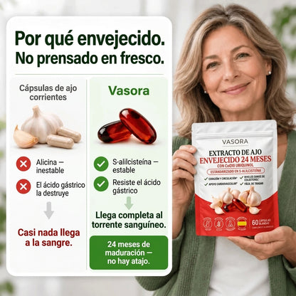 Vasora – Extracto de ajo envejecido 24 meses con CoQ10 y vitamina K2