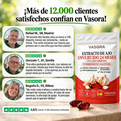 Vasora – Extracto de ajo envejecido 24 meses con CoQ10 y vitamina K2